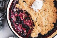 Golden Crusted Blueberry Rhubarb Cobbler
