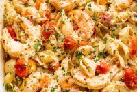 Rich Cream Cheese & Shrimp Pasta Bake