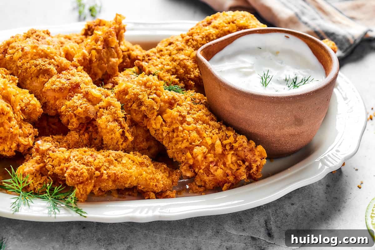 Air fryer chicken tempura arranged beautifully on a platter with dipping sauce, ready to be enjoyed.
