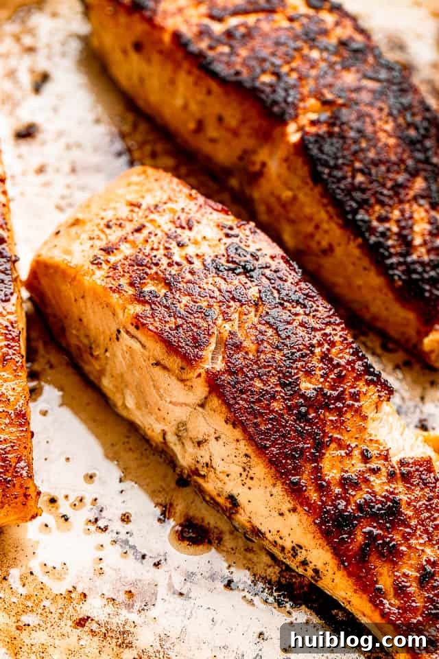 top view of seared salmon fillets