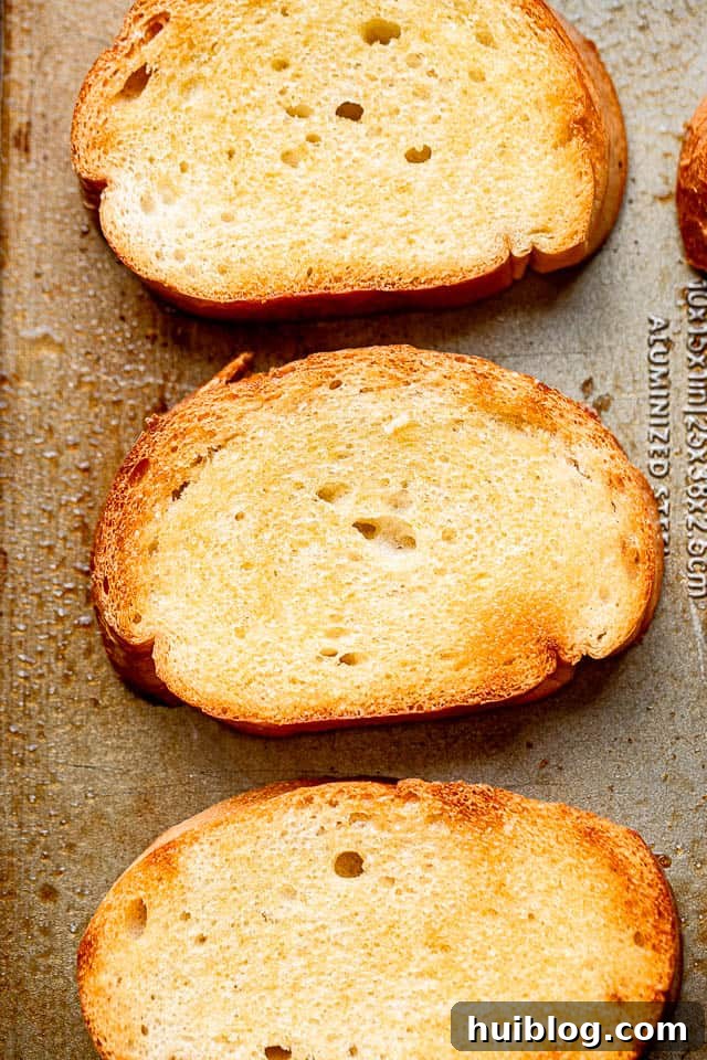 top view of toasted garlic bread slices