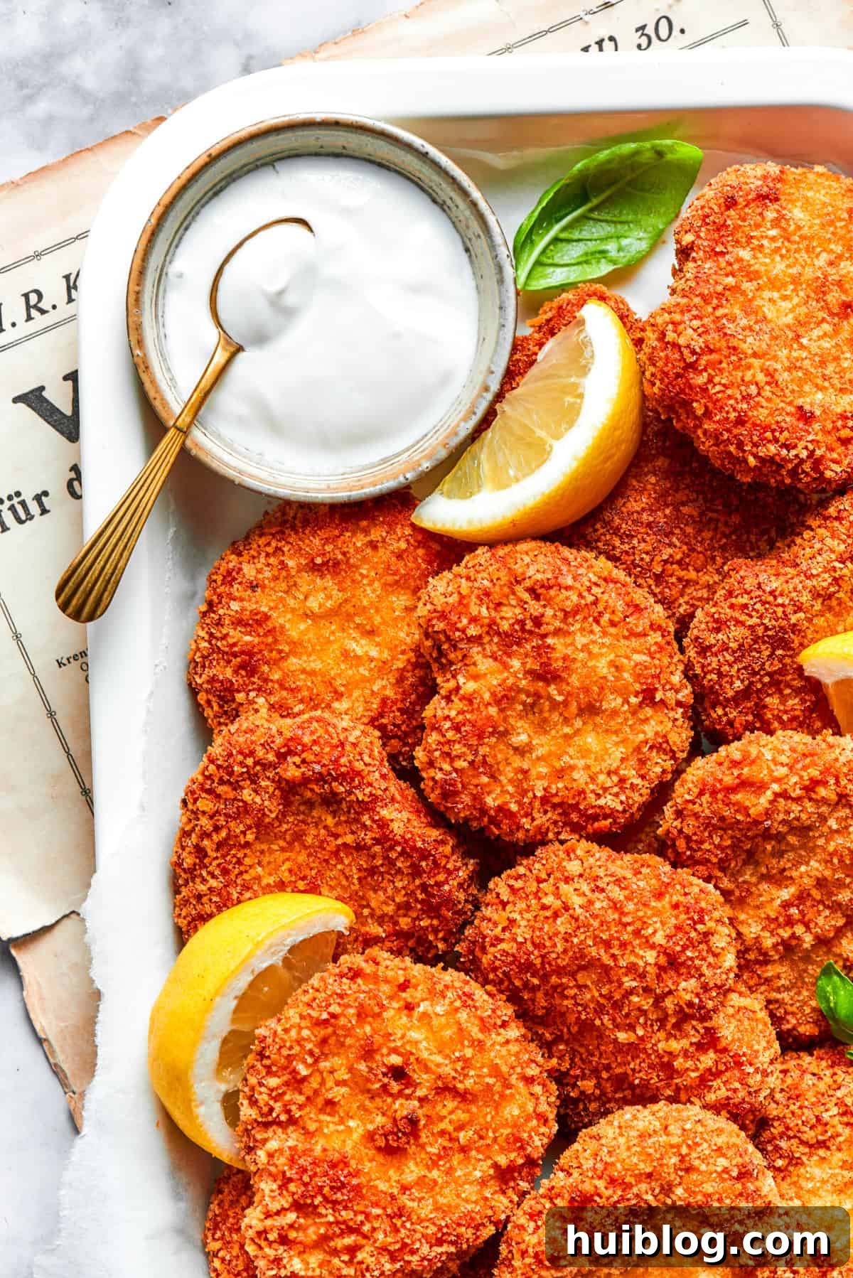 A generous pile of golden-brown homemade chicken nuggets, perfectly fried and ready to be enjoyed, with a side bowl of creamy Ranch dressing.