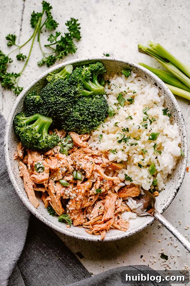 Bowl of Instant Pot Honey Garlic Chicken