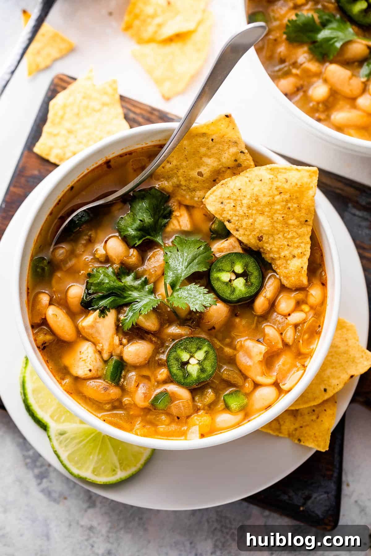 Delicious White Chicken Chili served in bowls, perfect for a cozy meal.
