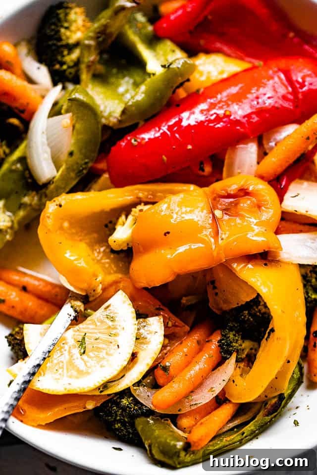Zesty Grilled Vegetable Medley 8 Close-up of a serving of grilled bell peppers and other vegetables, highlighting their beautiful char and inviting textures.