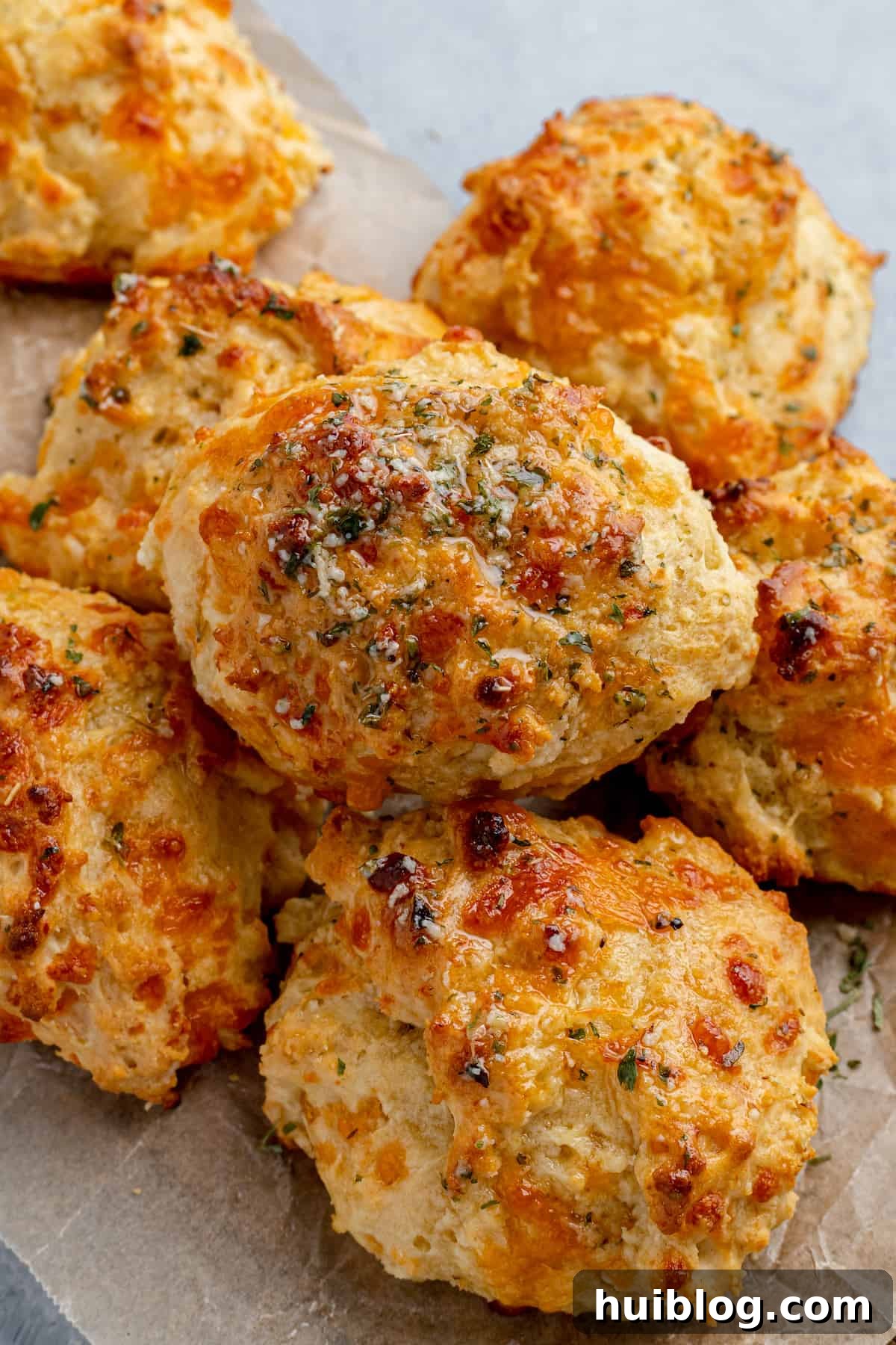 A bird's eye view of a pile of Red Lobster biscuits