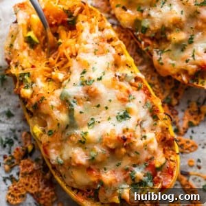 Chicken Enchilada Spaghetti Squash Boats